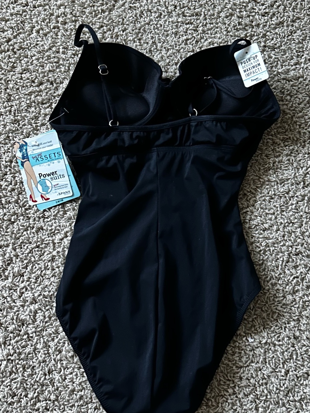 SPANX Jet Black Love your Assets pushup swimsuit Sz M - Picture 4 of 6